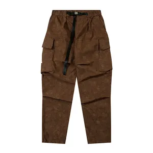 High Street Fashion Canvas Wasproces Losse Lange Rits Decoratie Kleine Voeten Cargo Casual Broek Mannen