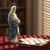 Statue décorative artisanale en résine peinte à la main de la Madone et de l'Enfant, forme irrégulière