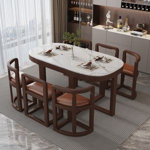 Mesa de <span class=keywords><strong>Comedor</strong></span> de Mármol Invisible de Esquinas Extraordinarias, Personalizada, de Lujo, Simple, Moderna y Popular para Apartamentos - Product Image 2