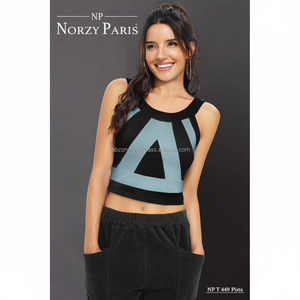 เสื้อผู้หญิงสีแดงแขนกุดลำลองสีบล็อก - Product Image 1