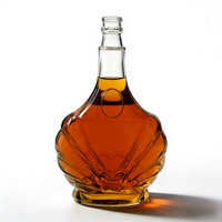 Bouteille en verre vide de 700 ml pour la conservation du vin, forme plate, gravure personnalisée du logo, vodka, rhum, whisky, brandy