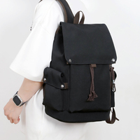 Sac à dos vintage en toile avec rabat et cordon de serrage, sac d'école décontracté pour hommes et femmes, idéal pour le collège, les voyages et les activités de plein air, kaki beige, polyester, 36-57L