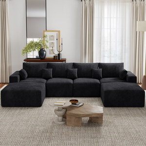 Sofá Cama Modular en Forma de L de Lujo de Pana, Plegable, Combinación Libre, Sin Montaje, Almohadas Extraíbles, Muebles para Salón - Product Image 1