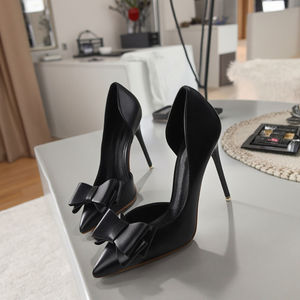 Femme Logo personnalisé bureau chaussures à talons aiguilles concepteur nœud papillon bout pointu talons aiguilles talons personnalisés pompes femmes 2024 - Product Image 2
