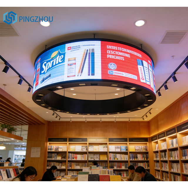 Double-sided P1.53P2.0P2.5 Round LED Display Screen with GOB Process, Waterproof Surface, Full-color Digital Signage Display.