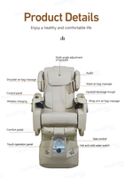 Chaise de pédicure pour salon de manucure avec système de massage des pieds par vibration et roulement en acier inoxydable, siège inclinable, système de jets d'hydrothérapie, lampe LED