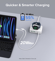 Chargeur de bureau sans fil Source Factory HNT 125W 3C3A 6 ports avec câble d'extension CA de 1,5 m, station de charge USB-C rapide multi-ports