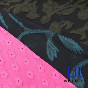 女性ドレスかわいい花柄シフォン生地ピンク100% ポリエステル生地ロール花切りジャカード付き - Product Image 6