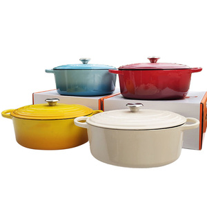 Cocotte <span class=keywords><strong>en</strong></span> <span class=keywords><strong>Fonte</strong></span> Émaillée Très Vendue, Batterie de Cuisine <span class=keywords><strong>en</strong></span> <span class=keywords><strong>Fonte</strong></span>, Faitout Peu Profond Grand Volume avec Couvercle - Product Image 1
