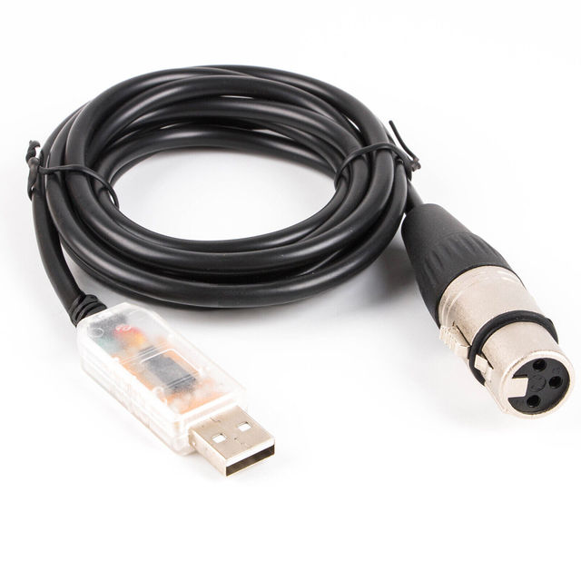 USB to DMX 512 3PIN XLR Interface Adapter Computer PC Stage Controller Dimmer Freestyle Software RS485 Serial Cable