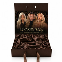 Boîte d'emballage pour extensions de cheveux en papier pliable magnétique avec logo personnalisé, boîte à perruque en carton rigide de luxe
