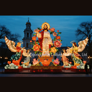 Linternas LED Religiosas Cristianas con Esculturas <span class=keywords><strong>de</strong></span> Jesús y Ángeles, Linterna <span class=keywords><strong>de</strong></span> Seda China para Iglesia, Graduación y Decoración <span class=keywords><strong>de</strong></span> Festivales - Product Image 2