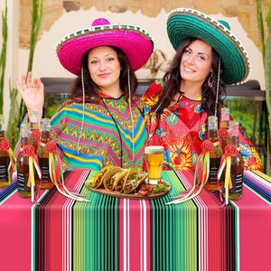 Paquete de 3 <span class=keywords><strong>Manteles</strong></span> Desechables Impermeables de Plástico con Diseño de Serape Mexicano a Rayas, 54x108 Pulgadas, Fáciles de Limpiar, Personalizables <span class=keywords><strong>para</strong></span> <span class=keywords><strong>Fiestas</strong></span> y Bodas - Product Image 3