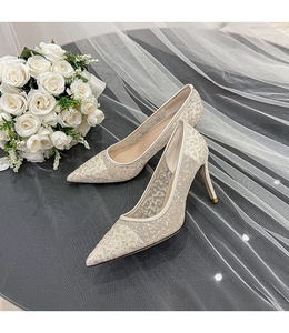 Escarpins de luxe pour femmes, élégants, à talons hauts, en maille ornée de strass, chaussures de mariage - Product Image 5