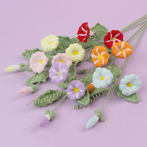 Fleur artificielle en tricot faite à la main, motif marguerite, décoration florale éternelle en fil, ornement pour la maison, cadeau - Product Image 1