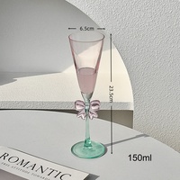 Verre à vin rouge rose premium avec motif nœud papillon, verre à champagne à pied haut, verre à vin doux