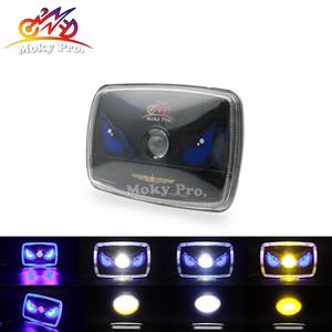 오토바이용 커스텀 헤드라이트 컬러풀 프로젝터 렌즈 오토바이 사각형 LED 헤드라이트 - Product Image 5