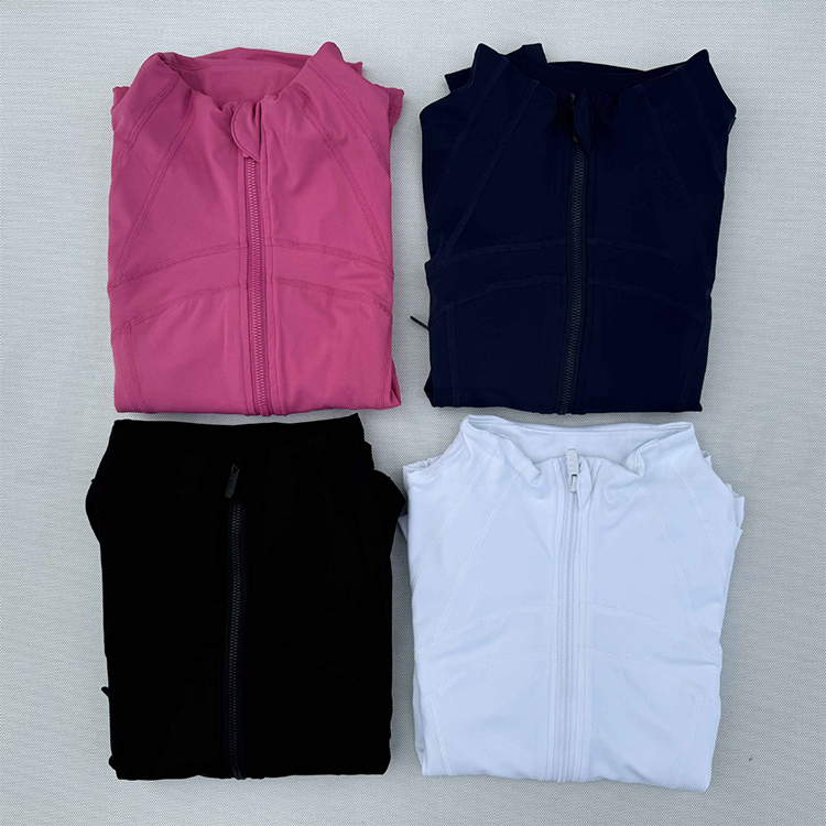 Feienrui Solid Breathable Yoga Sports Jacket Outdoor Commuting Casual Women's Top Stand Collar Slim Fit Zipper Front