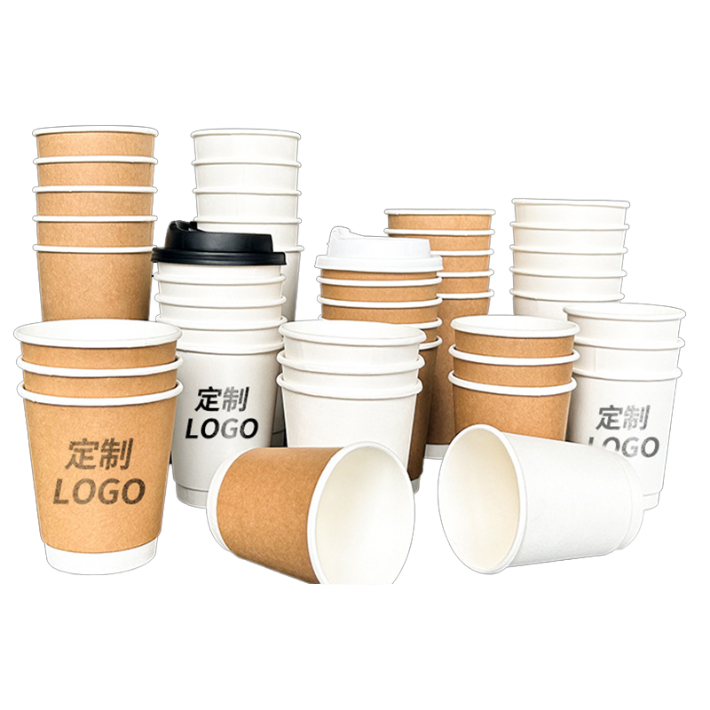 Wholesale Custom Printed Kraft Paper Coffee Cup Disposable Hot Drink Cup for Takeout Cafe Restaurant Catering Packaging Supply