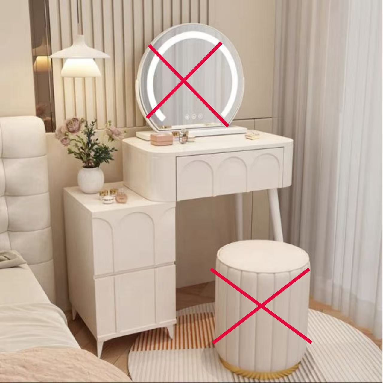 Table et armoire blanches 60 cm [pas de miroir, pas de tabouret]