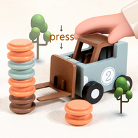 Chariot élévateur en bois jouet début éducatif Parent-enfant voiture jeu de bataille enfant en bas âge Montessori jouets en bois pour les enfants