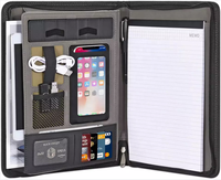 Carnet multifonctionnel A4 avec chargeur sans fil intégré, bloc-notes, bloc-notes de bureau, bloc-notes zippé pour les affaires