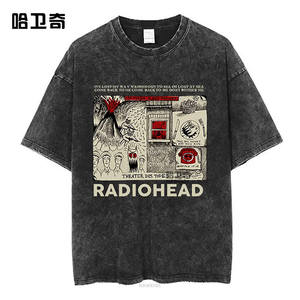 Rock Band <strong>Radiohead</strong> the Bends Vintage Letter Pattern 100% Cotton Washed Short Sleeve Loose Fit T-<strong>shirt</strong> Rock Band Merchandise - Product Image 2