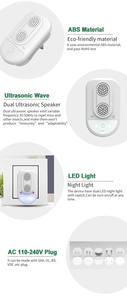 Repelente de plagas ultrasónico para interiores con <span class=keywords><strong>enchufe</strong></span> de la UE y EE. UU., dispositivo electrónico de estado sólido para ratas y cucarachas - Product Image 6
