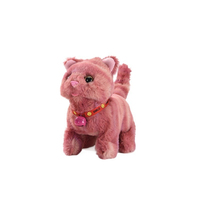 Jouet en peluche chaton électrique interactif avec collier à clochette, marche, son chatron et queue qui bouge – Cadeau pour enfants