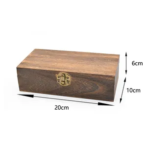 Boîte d'emballage carrée en bois artisanale, boîte de rangement pour cadeaux, bijoux, boîtes en bois avec charnière, vente en gros