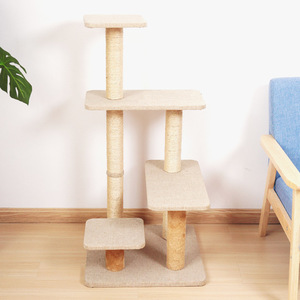 Cat Trees 4 Levels Beige Sisal Minimalist Durable Climbing Frame For Cats - Product Image 2