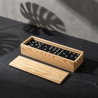 Jeu de dominos miniatures en bois noir éducatif personnalisé, étui en bois portable, jeu de table, jouet pour les fêtes de famille, voyage, cadeau, vente en gros