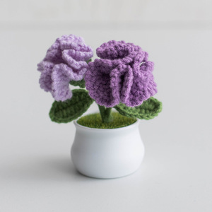 Pianta di Fragole all'Uncinetto Fatta <span class=keywords><strong>a</strong></span> Mano, Bouquet di Girasoli in Lana Artificiale Lavorata <span class=keywords><strong>a</strong></span> Maglia, Decorazione per la Casa, Regalo di Laurea e Natale - Product Image 3