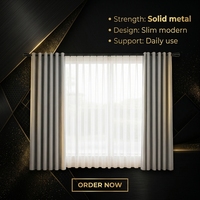 Tringle à rideaux en métal noir mat moderne, extensible, à rail unique, pour fenêtre de salle de bain
