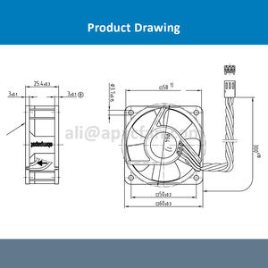 For 612N/2HH-113 60x60x25mm 6025 12VDC 250mA 3W 6350RPM 50m3/h Ball Bearing Electric OEM Inverters <b>Small</b> Axial Cooling <b>Fan</b> - Product Image 4