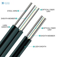 Kabel Drop Fiber Optik 1 Core 2 Core 4 Core G657A2 Kabel Drop FTTH Kabel Drop Fiber Optik