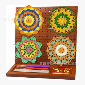 Wooden <b>Crochet</b> Board Square Pegboard With <b>Hooks</b> For DIY Yarn Crafting Desktop Use - Product Image 1