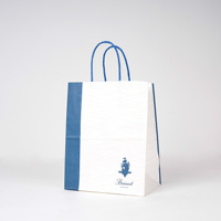 Sacs en papier kraft jetables personnalisés de qualité alimentaire avec poignée longue, logo imprimé flexo, pour pain, poulet, à emporter, livraison rapide