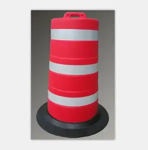 Drum Traffic Barrel PE 120cm Rubber Base Plastic Traffic Barrier