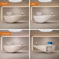 Comptoir d'accueil pliable en fibre de verre de forme spéciale, résistant aux taches et durable, avec finition laquée, pour hôtels, hôpitaux, centres commerciaux et entreprises