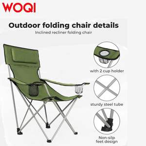 Chaise pliante d'extérieur Woqi en aluminium légère avec dossier inclinable pour jardin et camping, vert olive - Product Image 4