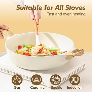 Geling giá tốt nhất không độc hại khỏe mạnh không dính trắng gốm Cookware sets nhà máy bán buôn cảm ứng chậu và chiên chảo - Product Image 4