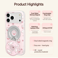 Coque de téléphone antichoc transparente avec anneau magnétique et support, design floral, série Small Man Waist, pour iPhone 15 Pro Max