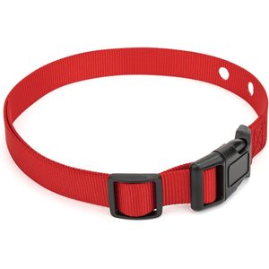 สายรัดคอสุนัขแบบเปลี่ยนได้ Sxkxm สีแดง ไนลอน ปรับได้ 2 รู สำหรับระบบรั้วไร้สาย PetSafe In Ground - Product Image 1