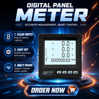 Compteur d'énergie triphasé multifonction RS485 Modbus avec écran LCD numérique 96x96 Classe 0.5 kWh