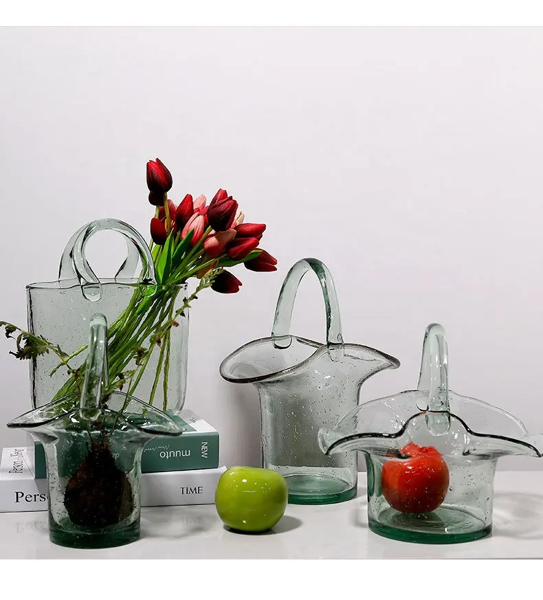 Красота кристалл ins пузырьковая прозрачная сумка корзина украшение оптовая продажа ваза для цветов стеклянная ваза