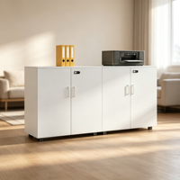 Armoire de bureau blanche avec serrure, étagère ouverte, multifonction, faible hauteur, pour le rangement des dossiers et des fournitures de bureau