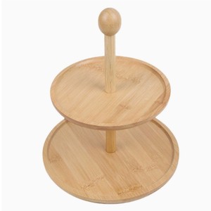 Soporte de bambú de varios niveles para pasteles, estante de exhibición de postres de 2 niveles para fiesta de té, bandeja de frutas reutilizable - Product Image 5