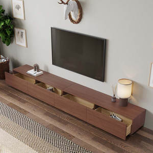 Kainice moderno <span class=keywords><strong>legno</strong></span> nero TV Cabinet minimalista lungo Media Console con 4 cassetti piano TV Stand e tavolino per Hotel - Product Image 5