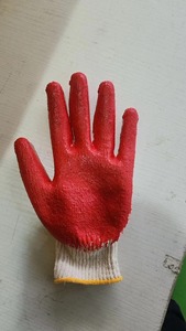 Guantes de látex rojos de alta calidad Guantes de algodón Guantes de trabajo de punto recubiertos de palma roja para el mercado de Corea - Product Image 3